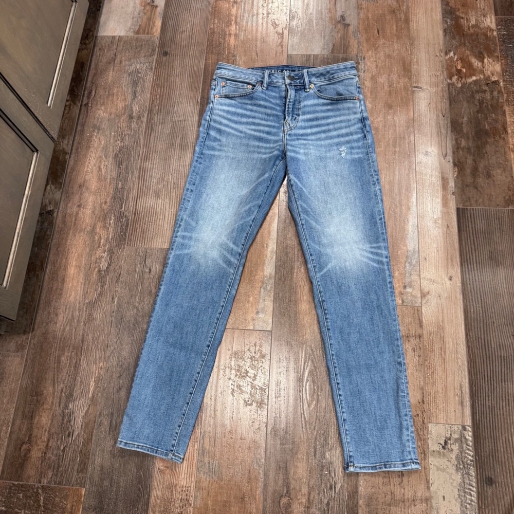 American Eagle Airflex+ Mens Slim Jeans 29x32 Medium Wash Blue Denim Distressed